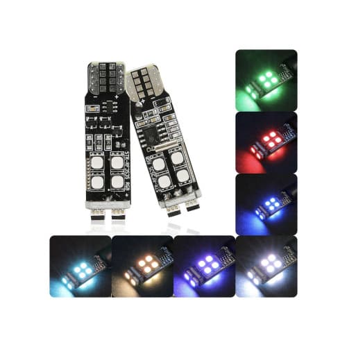 Set 2 becuri pozitie RGB T10 cu telecomanda 10 LED SMD2835 12V Cod: ZC-RF1 4