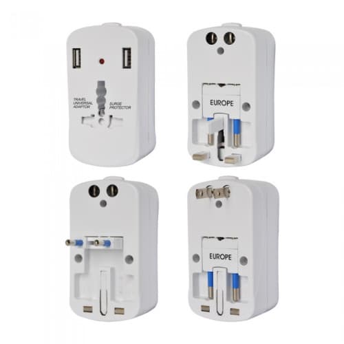 ADAPTOR UNIVERSAL PRIZA V-TAC (UK,US,EU) CU PROTECTIE SI 2USB 2.1A COD: 8704 3
