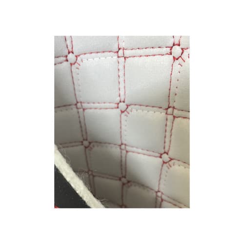 Material imitatie piele tapiterie romb cu gaurele negru/cusatura bej Cod: Y02NB 2