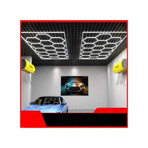 Set lumini LED hexagonale 636W 6000K alb rece pentru garaj/atelier/showroom auto Cod: HEX2