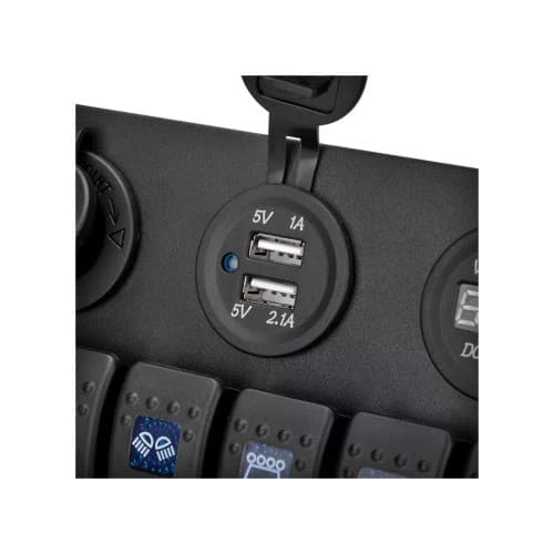 Panou cu voltmetru, USB, priză 12V și 6 întrerupătoare Cod: SP10 4
