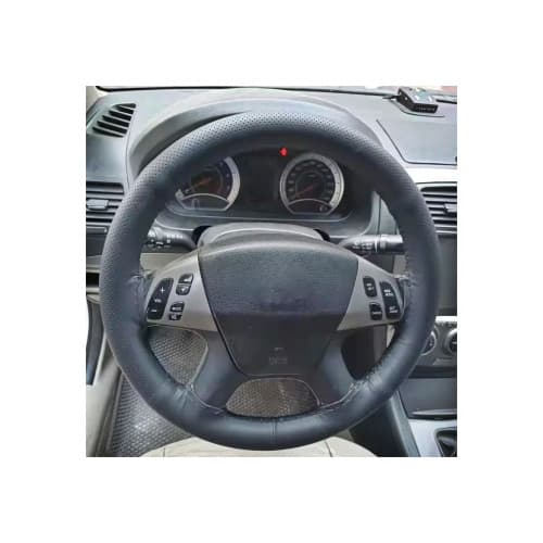 Husa volan cu ac si ata piele cu gaurele marime L 41cm negru Premium Cod: LUXFST01 2