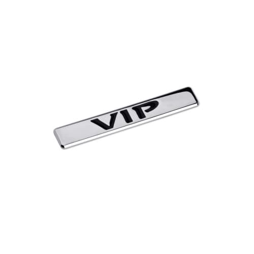 Ornament metalic auto Vip cromat 9.4x1.6 cm Cod: JST-08