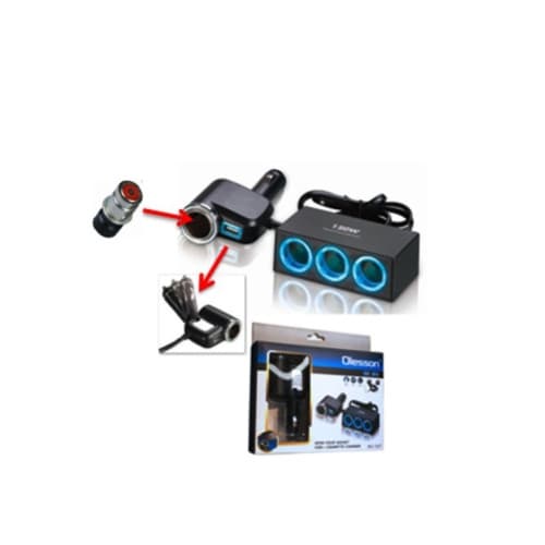 Prelungitor priza bricheta auto 4 iesiri si port USB Cod: 1527 3
