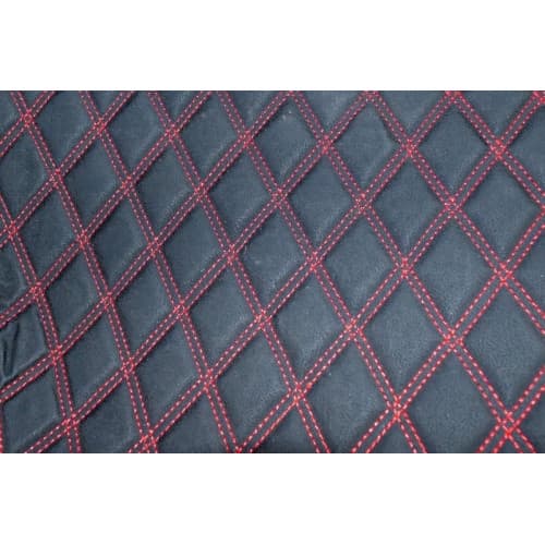 Material special pentru covorase auto romb negru / cusatura rosie. Cod: COV02NR