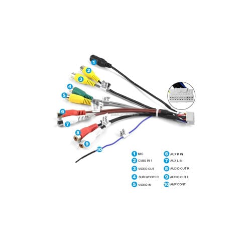 Cablu iesire RCA cu 9 pini si microfon extern compatibil navigatii Android Cod: Y3118A1 2