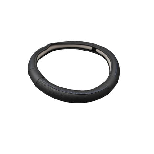 Husa volan piele cu gaurele marimea M neagra cusatura albastra Cod: 1319 3