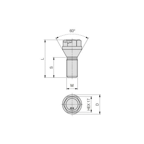 Prezoane pentru jante de aluminiu,cap scurt, dimensiuni M12x1,5 mm, lungime 26 mm, cu con drept Cod: B203 2
