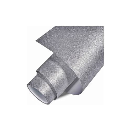 Rola folie auto autocolant PVC argintie sclipici mat 1.52m x 30m cu tehnologie eliminare bule Cod: KM9247