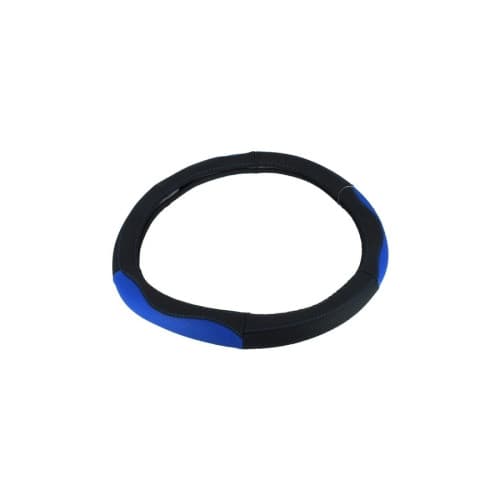 Husa volan auto din piele cu gaurele marime M negru cu albastru Cod: K436