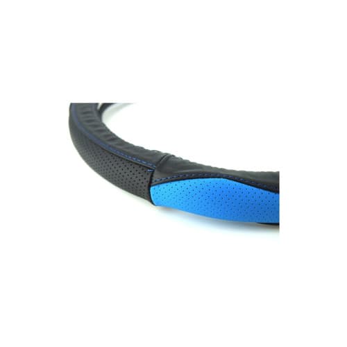 Husa volan auto din piele cu gaurele marime M negru cu albastru Cod: K436 2