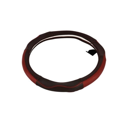 Husa volan auto din piele cu gaurele marime M negru cu rosu Cod: K431