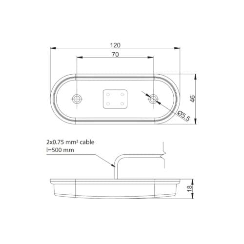 Lampa gabarit 118x46, LED, galbena, 12-36V, Fristom Cod: FT-020Z 2