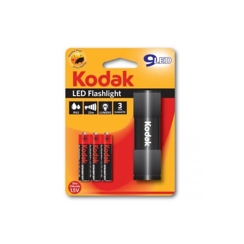 Lanterna KODAK 9 LED-URI, 46 lumeni, raza de actiune 25 m, IP62,3 baterii AAA ,diverse culori Cod: ADVF80
