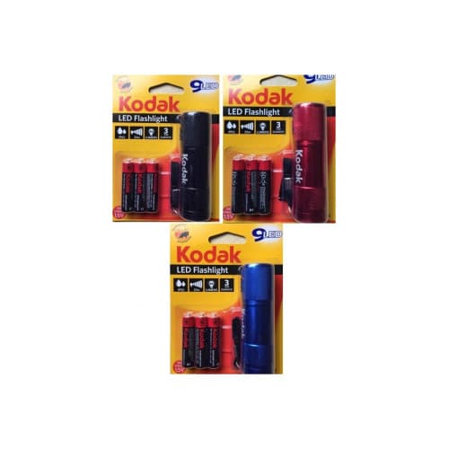 Lanterna KODAK 9 LED-URI, 46 lumeni, raza de actiune 25 m, IP62,3 baterii AAA ,diverse culori Cod: ADVF80 3
