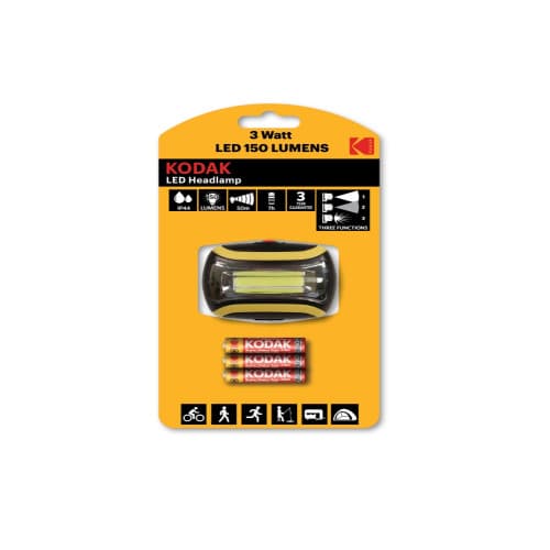 Lanterna frontala LED 3W, 150 lumeni, 3 moduri iluminat, Kodak Cod: 41386