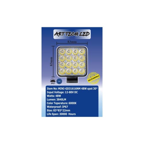 Proiector LED Mini 48W Sopt 30°, 12/24V Cod: GD31616NM 2
