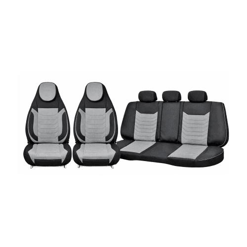 Huse scaune auto universale fractionate Premium cu tetiera fata incorporata negru cu gri Cod: HNG-C509-2 4
