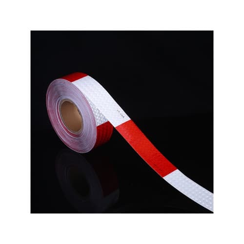 Banda reflectorizanta dreapta tip fagure culoare Alba-Rosie 5cmx25m Cod: 03C 2