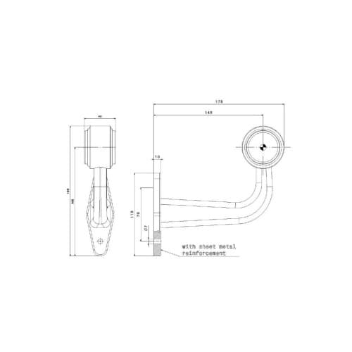 Lampa gabarit cu brat cu cot 90°, 175mm, LED, alb-rosie, 12-36V, Fristom Cod: FT-009F 3
