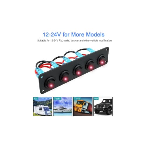 Panou cu 5 intrerupatoare 12V 20A Cod: SPA32 2