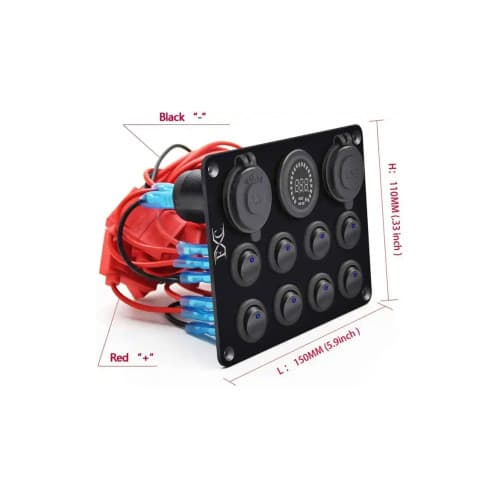 Panou cu priză, voltmetru, 8 întrerupătoare și port USB 12V 20A Cod: SPA40 3