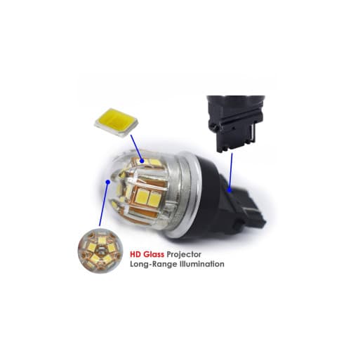 Bec o faza P27W 3156 15SMD 2835 12V CANBUS nonpolar 320 lumen Lumina alba Cod: SPT15-3156-W