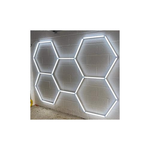 Set lumini LED hexagonale 168W 6000K alb rece pentru tavan atelier sau garaj Cod: HEX3