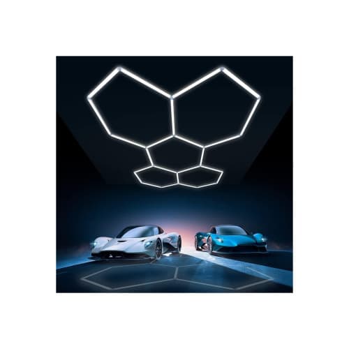 Set lumini LED hexagonale 168W 6000K alb rece pentru tavan atelier sau garaj Cod: HEX3 4