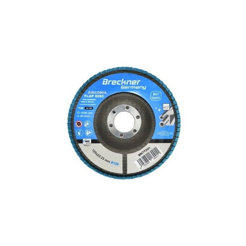 Disc lamelar abraziv cu zirconiu pentru taiat si polizat metal, inox P120, 125mm  Cod: BK77201