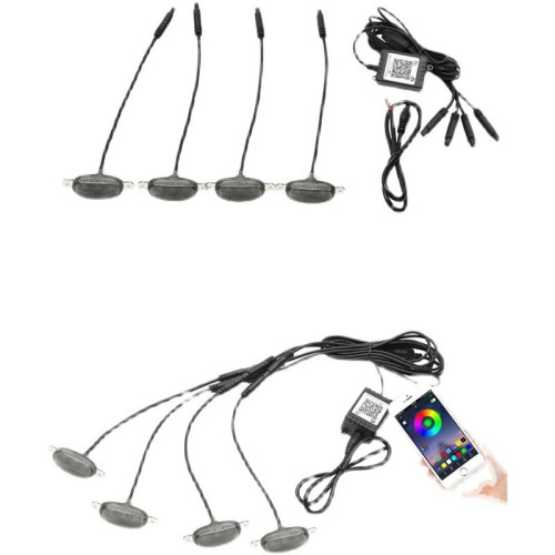 Set 4 lampi cu LED RGB grila masca control prin aplicatie telefon,diverse jocuri de lumini sau lumina continua. Cod: W14552-1-24V