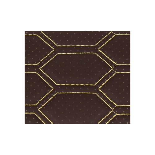 Material imitatie piele tapiterie hexagon cu gaurele maro/cusatura bej Cod:Y03MB