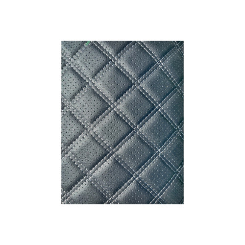 Material imitatie piele tapiterie romb cu gaurele negru/cusatura gri Cod: Y02NG