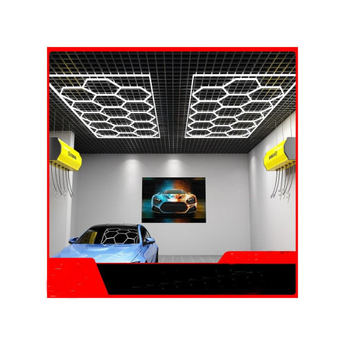 Set lumini LED hexagonale 636W 6000K alb rece pentru garaj/atelier/showroom auto Cod: HEX2