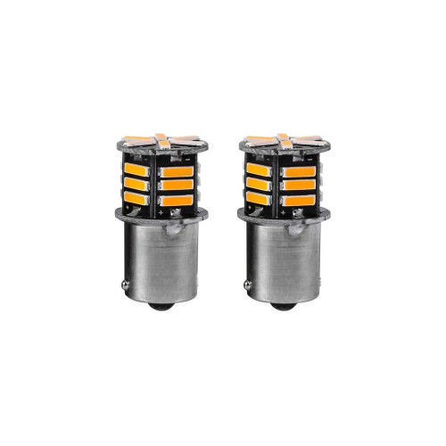 Set 2 becuri o faza T.N. BAU15S  21SMD 12V 300 lumen lumina galbena Cod: HH016