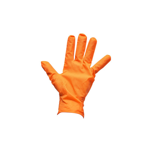 Manusi din nitril portocalii nepudrate cu textura diamond grip 50 bucati  Cod: DISTT82 / DISTT83 / DISTT84