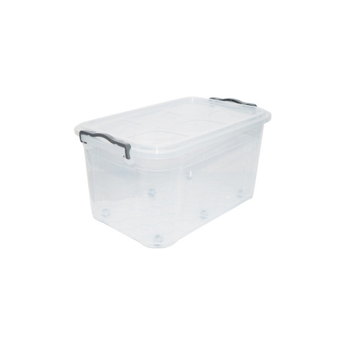 Cutie depozitare 50L cu capac si roti plastic transparenta Cod: DISLK04