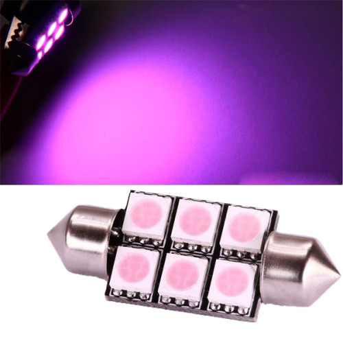 Bec LED SOFIT 36MM 6 SMD 5050 12V ROZ  COD: PT28