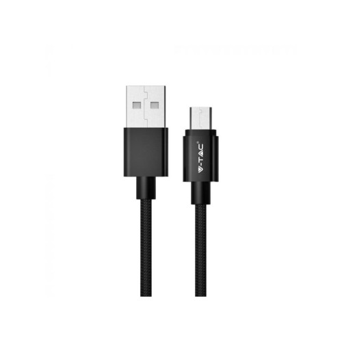 Cablu de date Micro USB, V-TAC, Seria Silver, Negru, 1m Cod: VT-5331