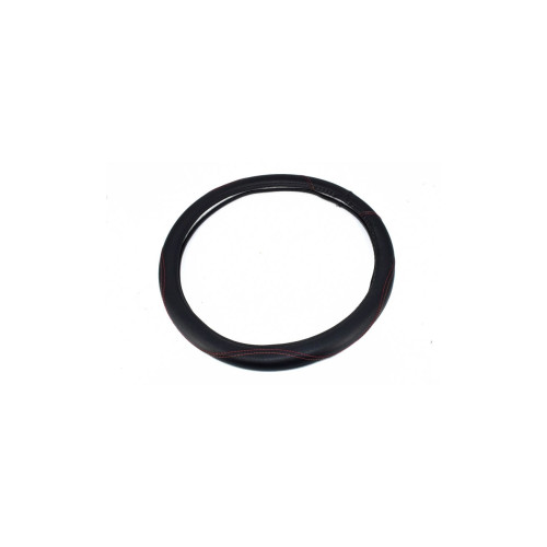 Husa volan  din imitatie  piele marime M culoare negru cusatura rosie Cod: FX62