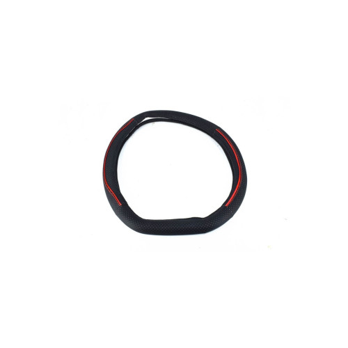 Husa volan sport tesit  din imitatie  piele marimea M  Culoare negru cusatura rosie  Cod: FX99