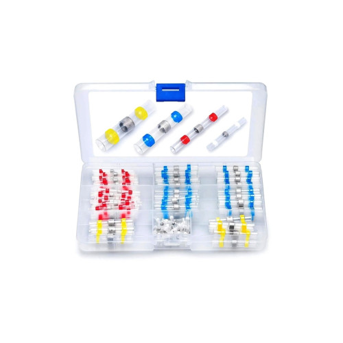 Set 120 de tuburi termocontractabile, conectori cu inel de cositor, marimi diferite, multicolor Cod: W12096-8