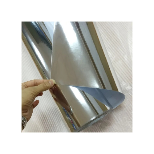 Folie auto autocolant PVC cromata argintiu oglinda 1.52m x 1m cu tehnologie eliminare bule Cod: KM9055