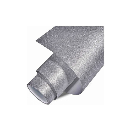 Folie auto autocolant PVC argintie sclipici mat 1.52m x 1m cu tehnologie eliminare bule Cod: KM9247