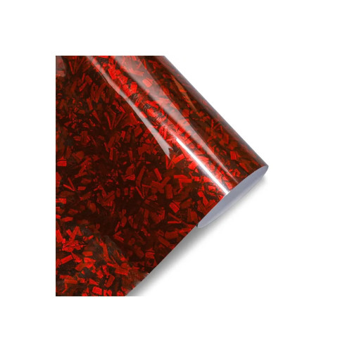 Folie auto autocolant Pet Premium carbon forjat rosu 1.52m x 1m cu tehnologie eliminare bule Cod: PET10159