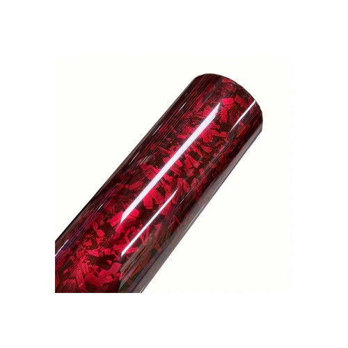 Rola folie auto autocolant Pet Premium carbon forjat rosu 1.52m x 18m cu tehnologie eliminare bule Cod: PET10159