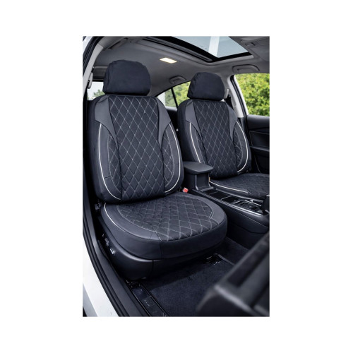 Huse scaune auto universale fractionate XL  Premium compatibile SUV si Limuzine negru cusatura gri Cod: HNG2504-7