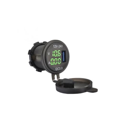 Mufa bord incarcator USB QC3.0 + voltmetru 12-24V Cod: DS2031