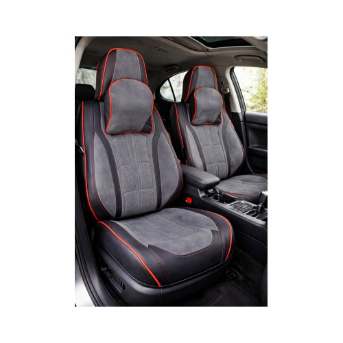 Huse scaune auto universale fractionate 9D  Premium fata si spate negru cusatura rosie Cod: HNG1407-5