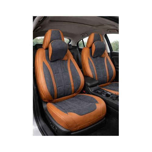 Huse scaune auto universale fractionate Premium  9D fata si spate maro gri antracit Cod: HNG1407-1